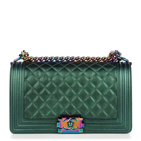 chanel iridescent green boy bag|coco chanel boys bag.